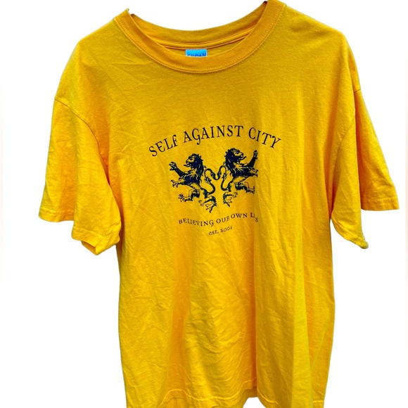 Self Against City Rock Band Sacramento CA Yellow Men’s L T-Shirt MINTY RARE - Picture 1 of 4